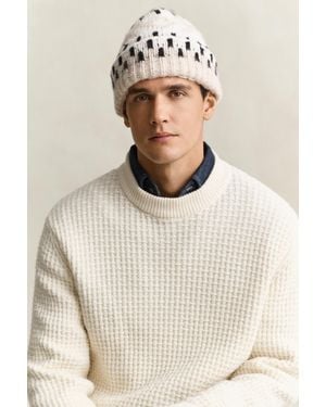 GANT Jacquard Beanie Light Melange - Natural