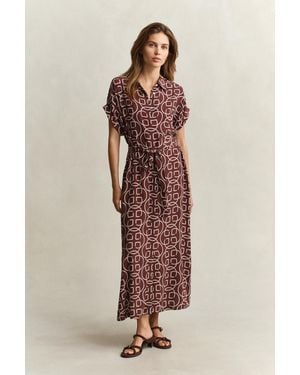 GANT Monogram Cap Sleeve Dress - Natural