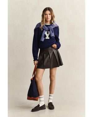 GANT X Yale Pleated Leather Skirt Deep - Blue