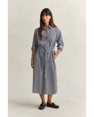 GANT Striped Poplin Shirt Dress Classic - Blue