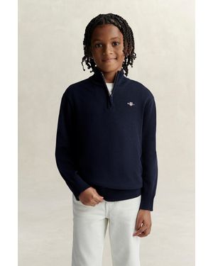 GANT Teens Teen Boys Half Zip Jumper Evening - Blue