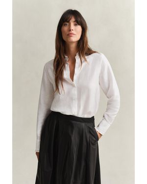 GANT Frilly Linen Blend Blouse - Natural