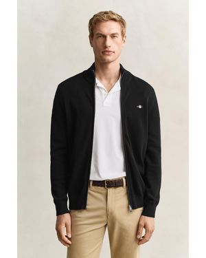 GANT Casual Cotton Zip Cardigan - Black
