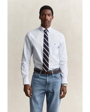 GANT Banker Stripe Classic Oxford Shirt - White