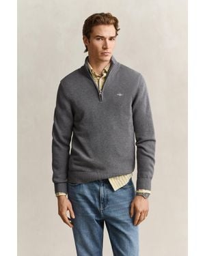GANT Casual Cotton Half-Zip Jumper - Grey