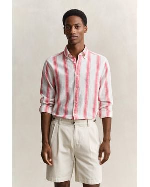 GANT Striped Linen Blend Shirt - Pink