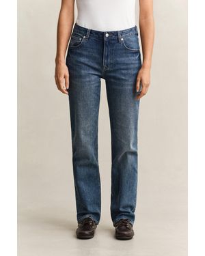GANT Straight Leg Stretch Jeans Mid Broken In - Blue