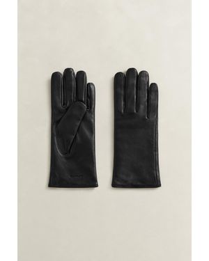 GANT Cashmere Lined Leather Gloves - Black