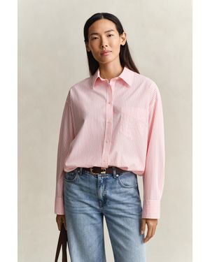 GANT Oversized Classic Striped Poplin Shirt - Pink
