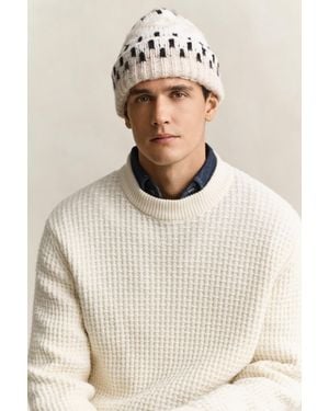 GANT Jacquard Beanie Light Melange - Natural