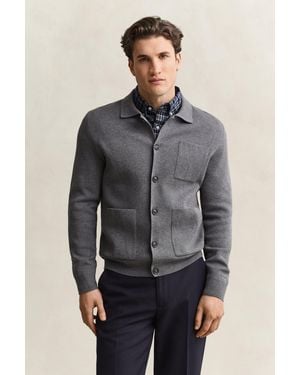 GANT Milano Knit Cardigan Charcoal Melange - Grey