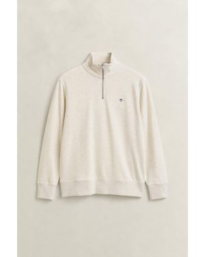 GANT Shield Half-Zip Sweatshirt - Natural