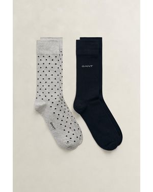 GANT 2-Pack Dot & Solid Socks Melange - Blue