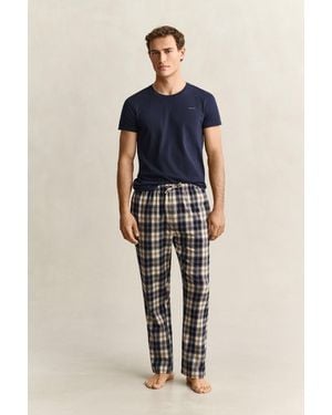 GANT Checked Pyjama Trousers Evening - Blue