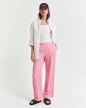 GANT Relaxed Fit Linen Blend Pull-On Trousers - Pink