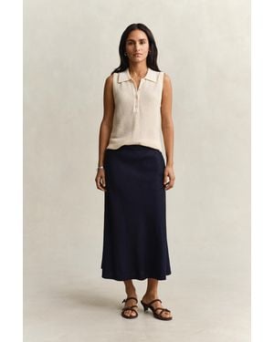 GANT Flared Linen Blend Skirt Evening - Blue