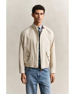 GANT Linen Blend Harrington Jacket Soft Oat - Natural
