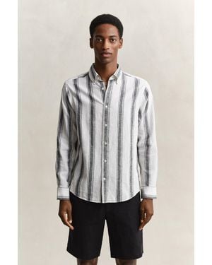 GANT Striped Linen Blend Shirt - Grey