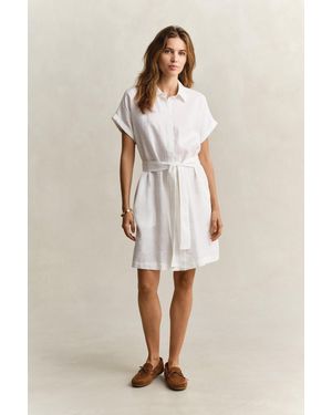 GANT Linen Cap Sleeve Shirt Dress - Natural