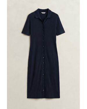 GANT Slim Ribbed Polo Dress Evening - Blue