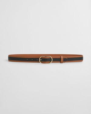 GANT Striped Leather Belt - White