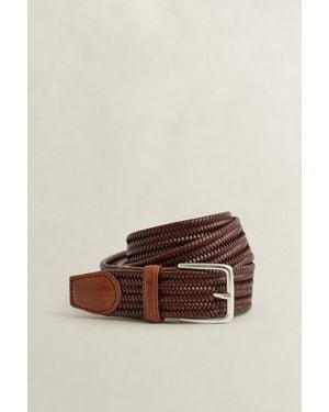 GANT Braided Elastic Leather Belt - Brown