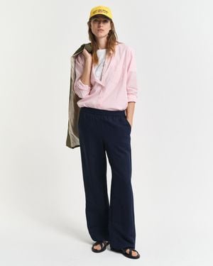 GANT Relaxed Fit Linen Blend Pull-On Trousers - Blue