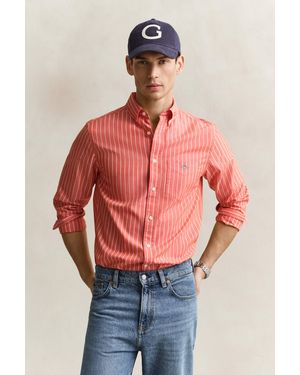GANT Striped Classic Poplin Shirt - Red