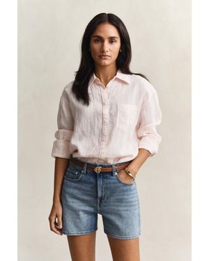 GANT Relaxed Fit Striped Linen Shirt - Blue