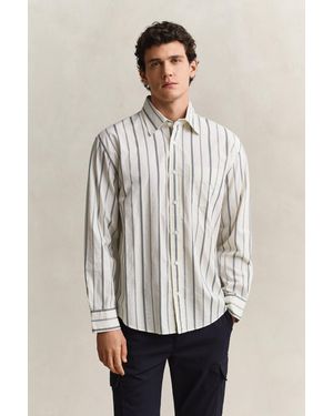 GANT Relaxed Fit Dobby Striped Shirt - Natural