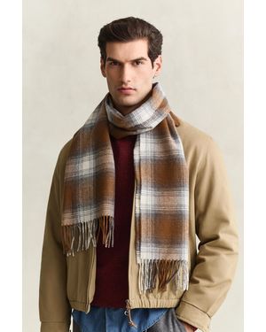 GANT Checked Wool Scarf - Brown