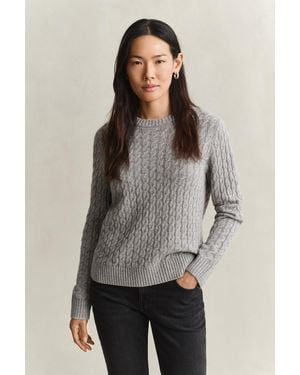 GANT Cashmere Cable Knit Jumper Melange - Grey