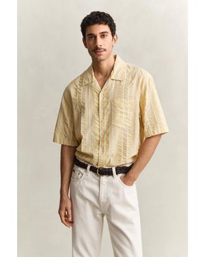 GANT Seersucker Short Sleeve Shirt - Natural