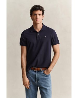 GANT Regular Fit Shield Piqué Polo Shirt - Blue