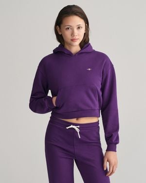 GANT Teens Teen Girls Shield Cropped Hoodie () - Purple