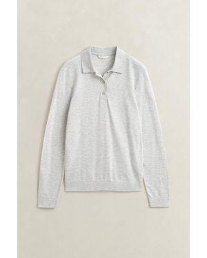 GANT Seamless Long Sleeve Polo Top Melange - Grey