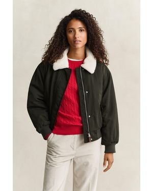 GANT Padded Bomber Jacket Dark Moss - Red