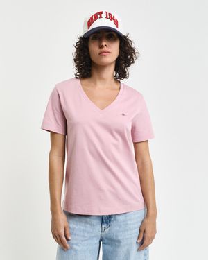 GANT Shield V-Neck T-Shirt () - Pink