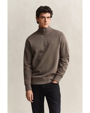 GANT Shield Half-Zip Sweatshirt - Brown