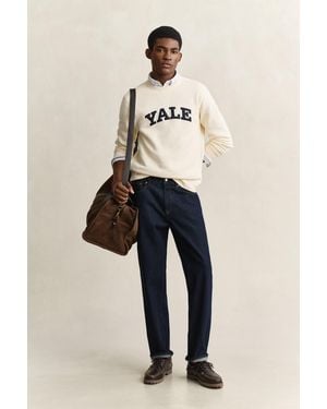 GANT X Yale Crew Neck Sweatshirt Cream - Natural