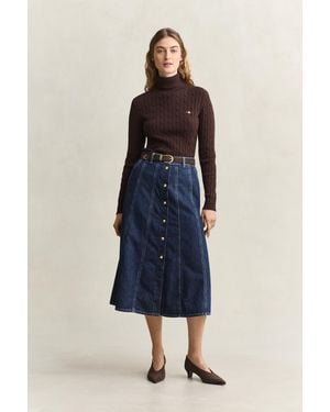 GANT Flared Denim Skirt Dark Worn In - Blue