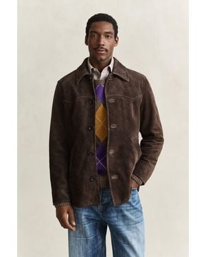 GANT Suede Mid Length Jacket - Blue