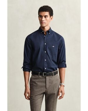 GANT Regular Fit Short Sleeve Poplin Shirt - Blue