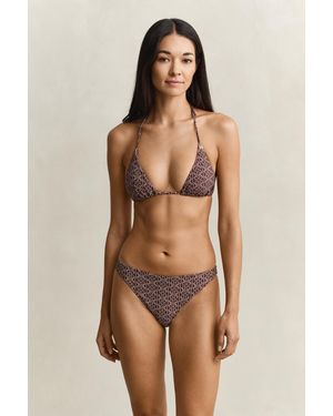 GANT Printed Padded Triangle Bikini Top - Brown