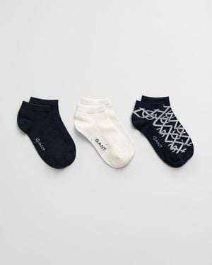 GANT 3-Pack Monogram Ankle Socks - Blue