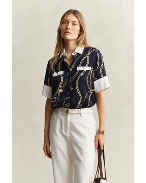 GANT Contrast Blouse Evening - Blue