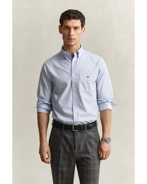 GANT Striped Classic Poplin Shirt - Blue