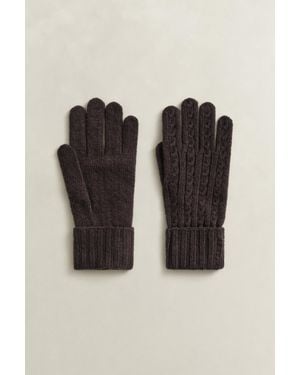 GANT Wool Cable Knit Gloves Deep - Black