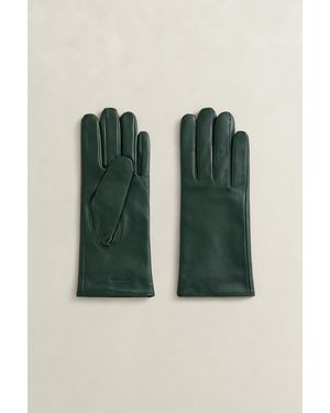 GANT Cashmere Lined Leather Gloves - Green