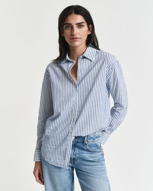 GANT Relaxed Fit Striped Textured Shirt - Blue